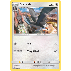 Staravia 82/111 Pokemon TCG Sun & Moon Crimson Invasion