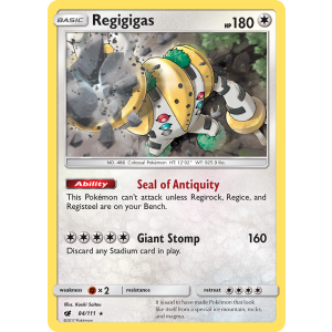 Rare Holo Regigigas 84/111 Pokemon TCG Sun & Moon Crimson Invasion