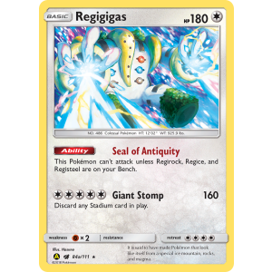 Rare Holo Regigigas 84a/111 Pokemon TCG Sun & Moon Crimson Invasion