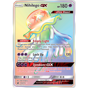 Rare Rainbow Nihilego-GX 114/111 Pokemon TCG Sun & Moon Crimson Invasion