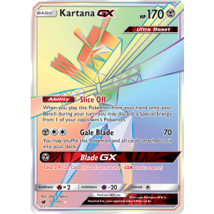 Rare Rainbow Kartana-GX 117/111 Pokemon TCG Sun & Moon Crimson Invasion