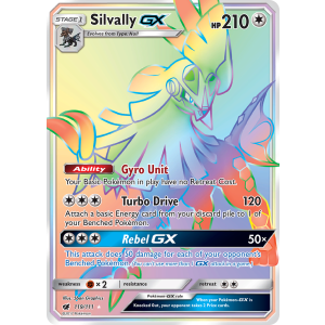 Rare Rainbow Silvally-GX 119/111 Pokemon TCG Sun & Moon Crimson Invasion