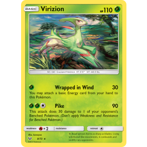 Rare Holo Virizion 8/73 Pokemon TCG Sun & Moon Shining Legends