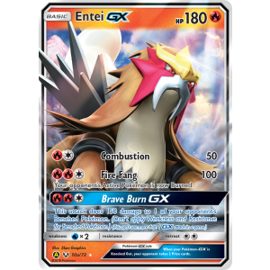 Rare Holo GX Entei-GX 10a/73 Pokemon TCG Sun & Moon Shining Legends