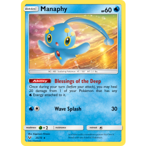 Rare Holo Manaphy 25/73 Pokemon TCG Sun & Moon Shining Legends