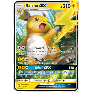 Rare Holo GX Raichu-GX 29/73 Pokemon TCG Sun & Moon Shining Legends