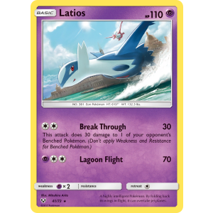 Rare Holo Latios 41/73 Pokemon TCG Sun & Moon Shining Legends