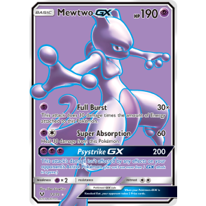 Rare Ultra Mewtwo-GX 72/73 Pokemon TCG Sun & Moon Shining Legends