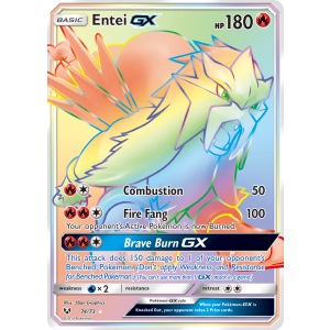 Rare Rainbow Entei-GX 74/73 Pokemon TCG Sun & Moon Shining Legends