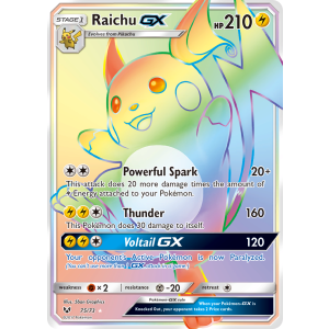 Rare Rainbow Raichu-GX 75/73 Pokemon TCG Sun & Moon Shining Legends