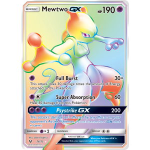 Rare Rainbow Mewtwo-GX 76/73 Pokemon TCG Sun & Moon Shining Legends