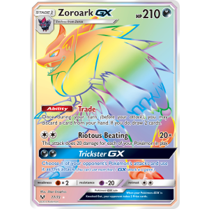 Rare Rainbow Zoroark-GX 77/73 Pokemon TCG Sun & Moon Shining Legends