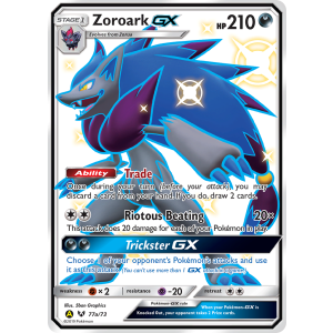 Rare Ultra Zoroark-GX 77a/73 Pokemon TCG Sun & Moon Shining Legends