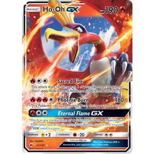 Rare Holo GX Ho-Oh-GX 21/147 Pokemon TCG Sun & Moon Burning Shadows