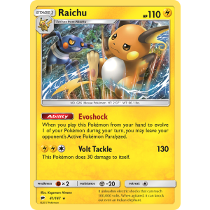 Rare Holo Raichu 41/147 Pokemon TCG Sun & Moon Burning Shadows