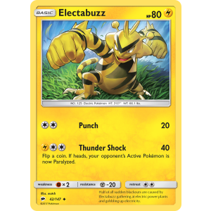 Electabuzz 42/147 Pokemon TCG Sun & Moon Burning Shadows