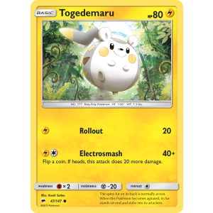 Togedemaru 47/147 Pokemon TCG Sun & Moon Burning Shadows