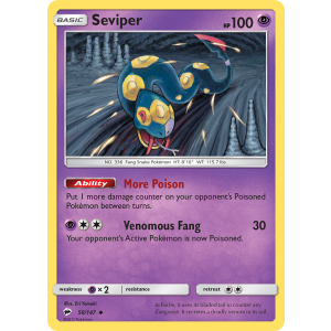 Seviper 50/147 Pokemon TCG Sun & Moon Burning Shadows