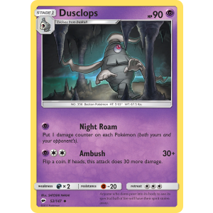 Dusclops 52/147 Pokemon TCG Sun & Moon Burning Shadows