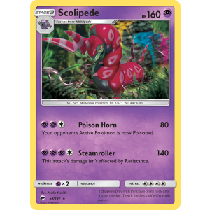 Scolipede 58/147 Pokemon TCG Sun & Moon Burning Shadows