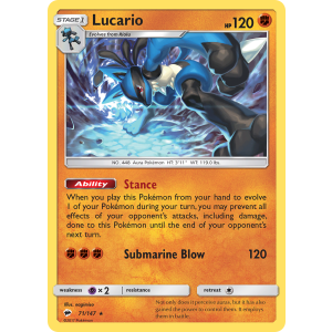 Rare Holo Lucario 71/147 Pokemon TCG Sun & Moon Burning Shadows