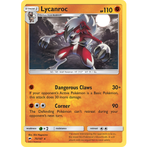 Rare Holo Lycanroc 75/147 Pokemon TCG Sun & Moon Burning Shadows