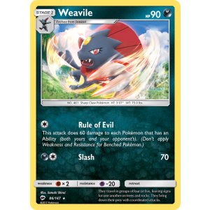 Weavile 86/147 Pokemon TCG Sun & Moon Burning Shadows