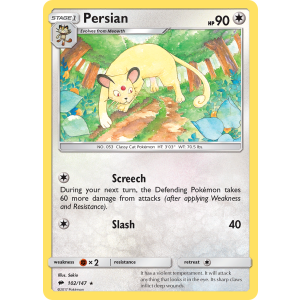 Persian 102/147 Pokemon TCG Sun & Moon Burning Shadows