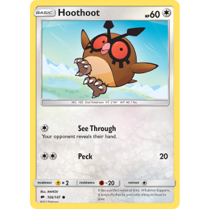 Hoothoot 106/147 Pokemon TCG Sun & Moon Burning Shadows