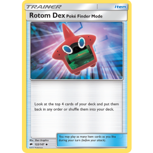 Rotom Dex Poké Finder Mode 122/147 Pokemon TCG Sun & Moon Burning Shadows