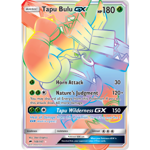 Rare Rainbow Tapu Bulu-GX 149/147 Pokemon TCG Sun & Moon Burning Shadows