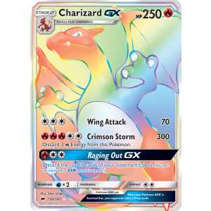 Rare Rainbow Charizard-GX 150/147 Pokemon TCG Sun & Moon Burning Shadows