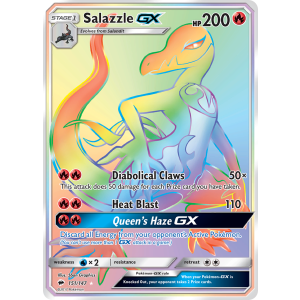 Rare Rainbow Salazzle-GX 151/147 Pokemon TCG Sun & Moon Burning Shadows