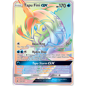 Rare Rainbow Tapu Fini-GX 152/147 Pokemon TCG Sun & Moon Burning Shadows