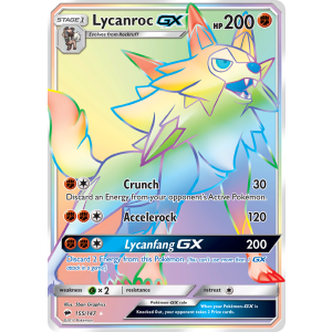 Rare Rainbow Lycanroc-GX 155/147 Pokemon TCG Sun & Moon Burning Shadows