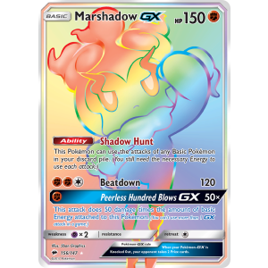 Rare Rainbow Marshadow-GX 156/147 Pokemon TCG Sun & Moon Burning Shadows