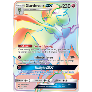 Rare Rainbow Gardevoir-GX 159/147 Pokemon TCG Sun & Moon Burning Shadows