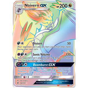 Rare Rainbow Noivern-GX 160/147 Pokemon TCG Sun & Moon Burning Shadows