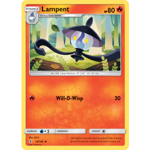 Lampent 12/145 Pokemon TCG Sun & Moon Guardians Rising