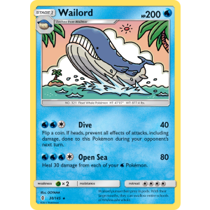 Wailord 30/145 Pokemon TCG Sun & Moon Guardians Rising