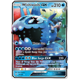 Rare Holo GX Wishiwashi-GX 38/145 Pokemon TCG Sun & Moon Guardians Rising