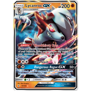 Rare Holo GX Lycanroc-GX 74/145 Pokemon TCG Sun & Moon Guardians Rising