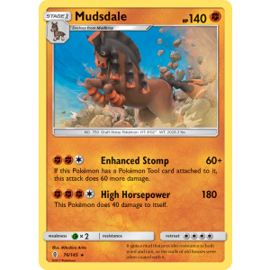 Rare Holo Mudsdale 76/145 Pokemon TCG Sun & Moon Guardians Rising